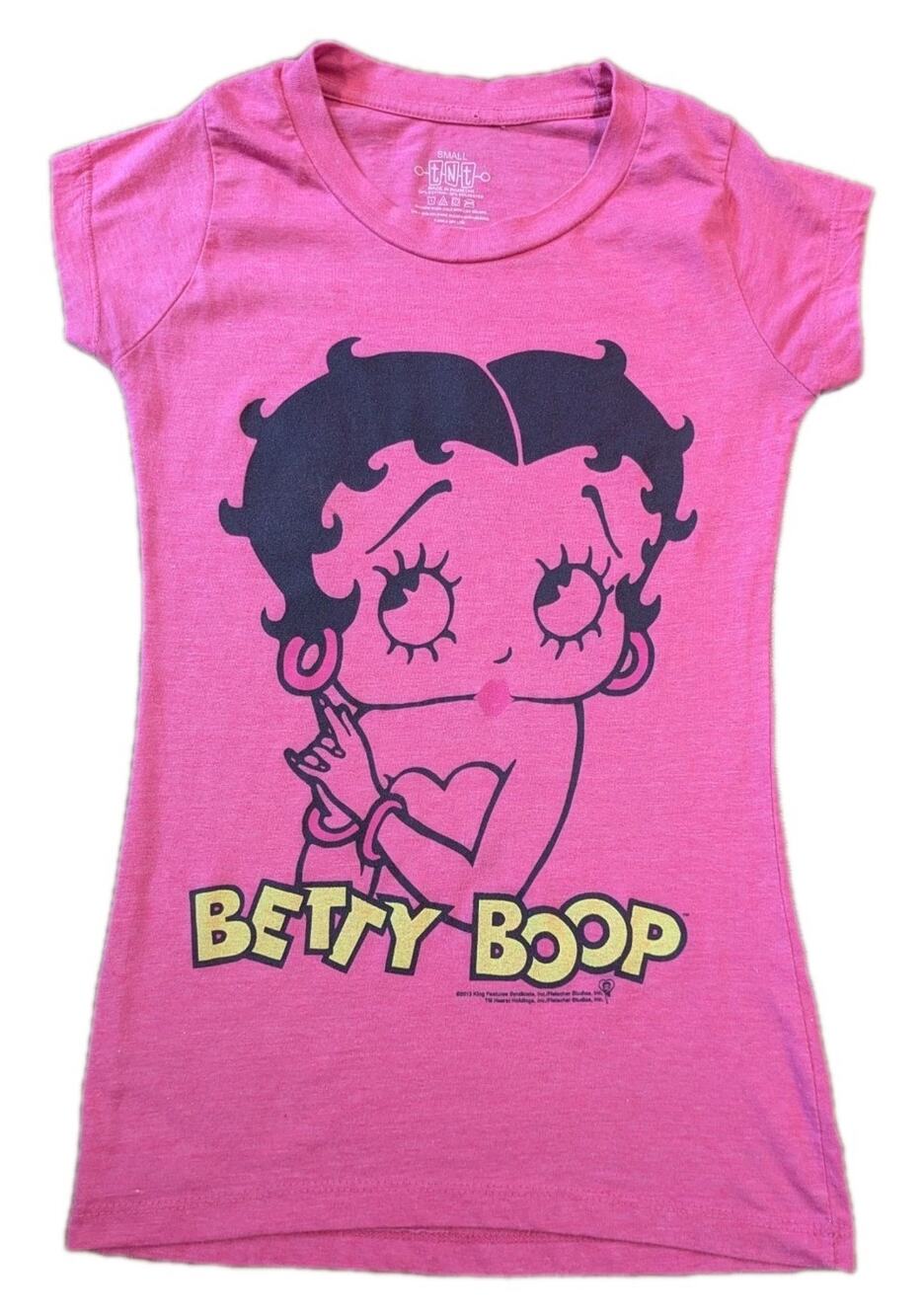 Betty Boop Women’s Small Pink Graphic T Shirt TNT Fitted Cap Sleeve Tee